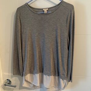 Women’s J. Crew Grey and Ivory Shirt Blouse Sz M Medium